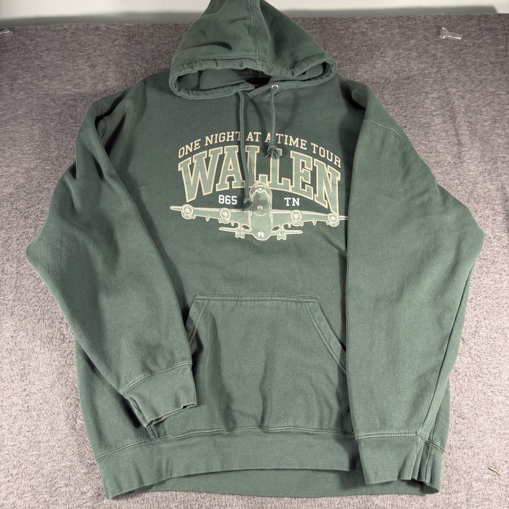 Morgan Wallen Hoodie Mens 2XL Green Graphic One Night At A Time 2024 Tour